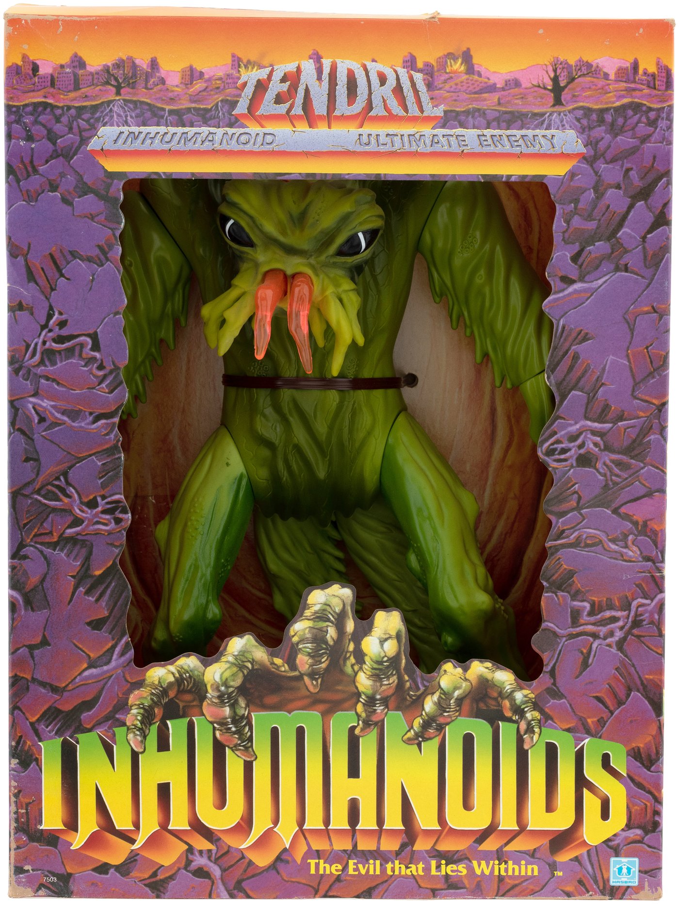 Original 1986 Inhumanoids Tendril action figure sealed in vintage retail window box